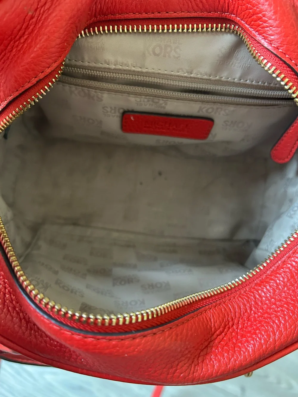 Michael Kors Red Leather Bedford Satchel